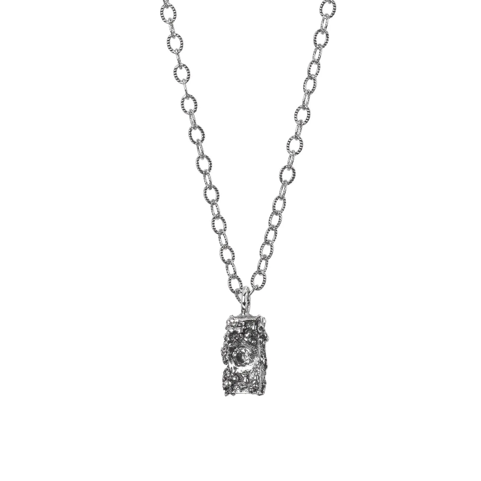 Silvermist Diamond Rugged Textured Brick Necklace