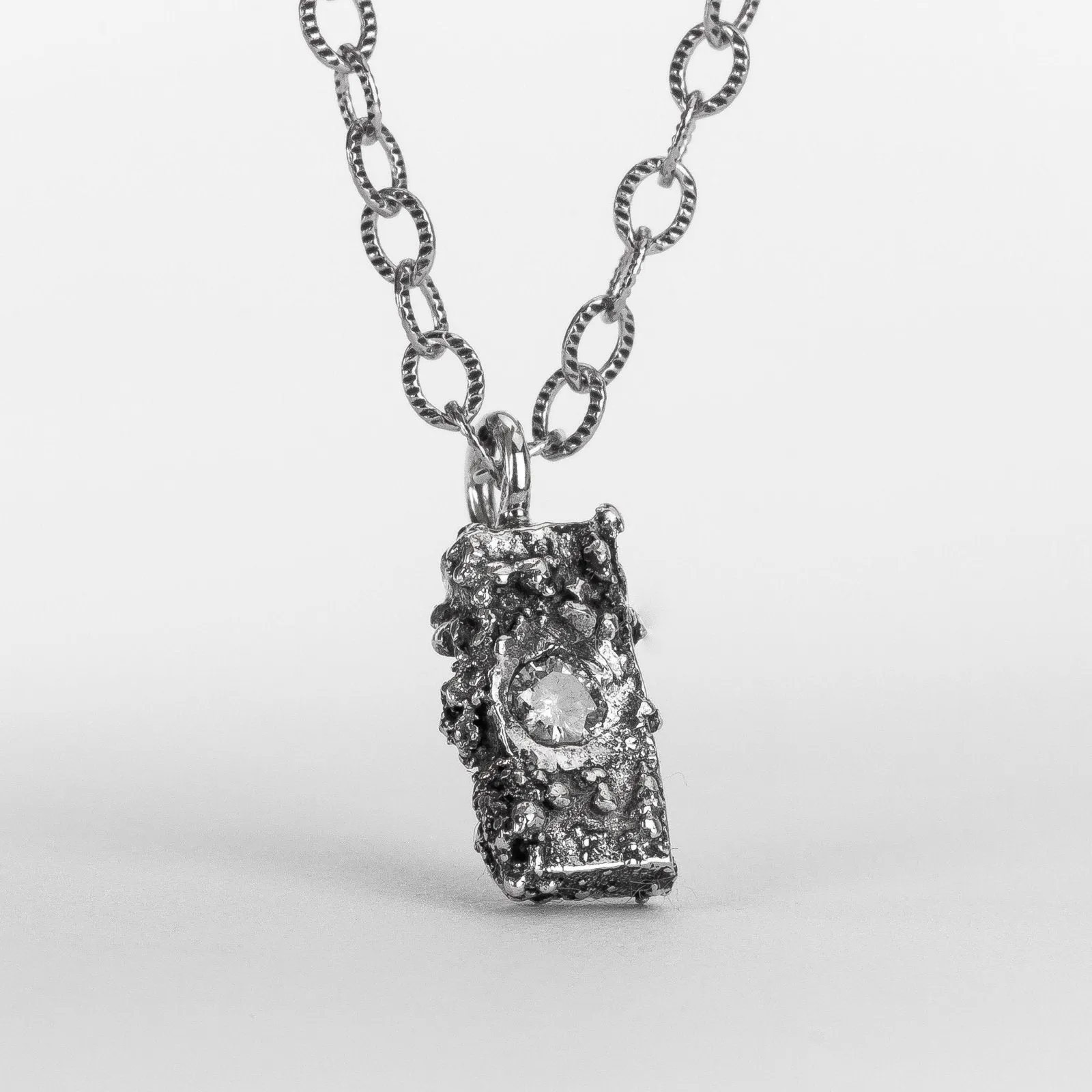 Silvermist Diamond Rugged Textured Brick Necklace