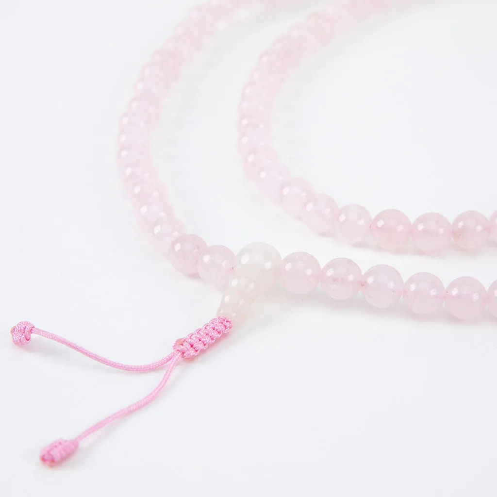 Simple Rose Quartz Mala Necklace