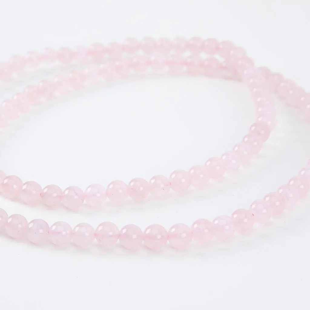 Simple Rose Quartz Mala Necklace