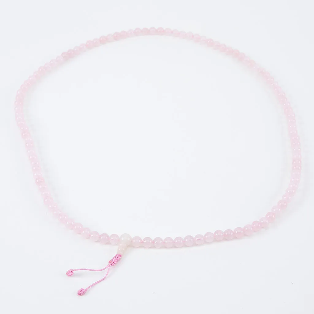 Simple Rose Quartz Mala Necklace