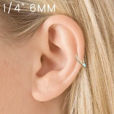 Single Opal Spike with DIAMONDS. Eternity Earring by Maria Tash in 18K White Gold