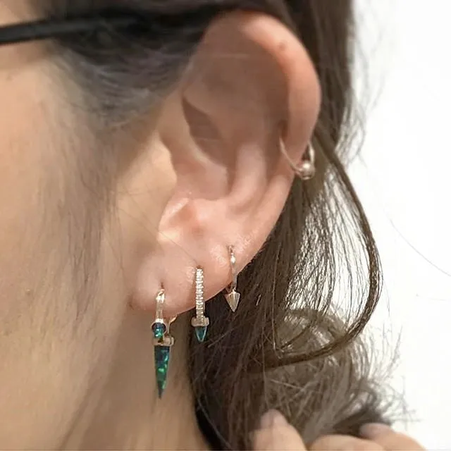 Single Opal Spike with DIAMONDS. Eternity Earring by Maria Tash in 18K White Gold