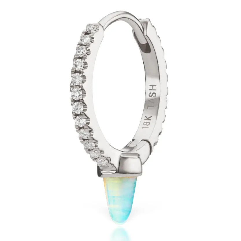 Single Opal Spike with DIAMONDS. Eternity Earring by Maria Tash in 18K White Gold