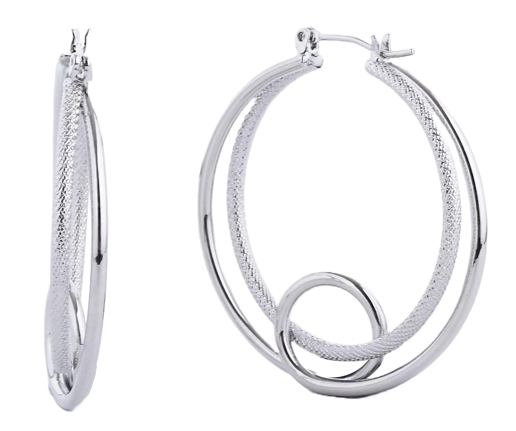 SJE310404 14K Dipped Pin Catch Hoop Earrings