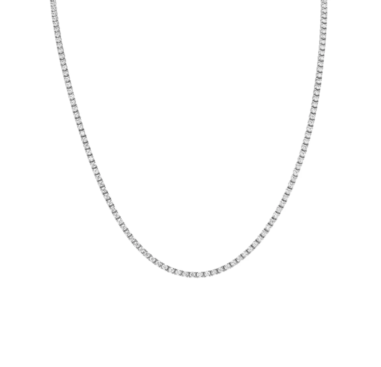 Small 14K Gold and Diamond Tennis Necklace 4-Prong Setting