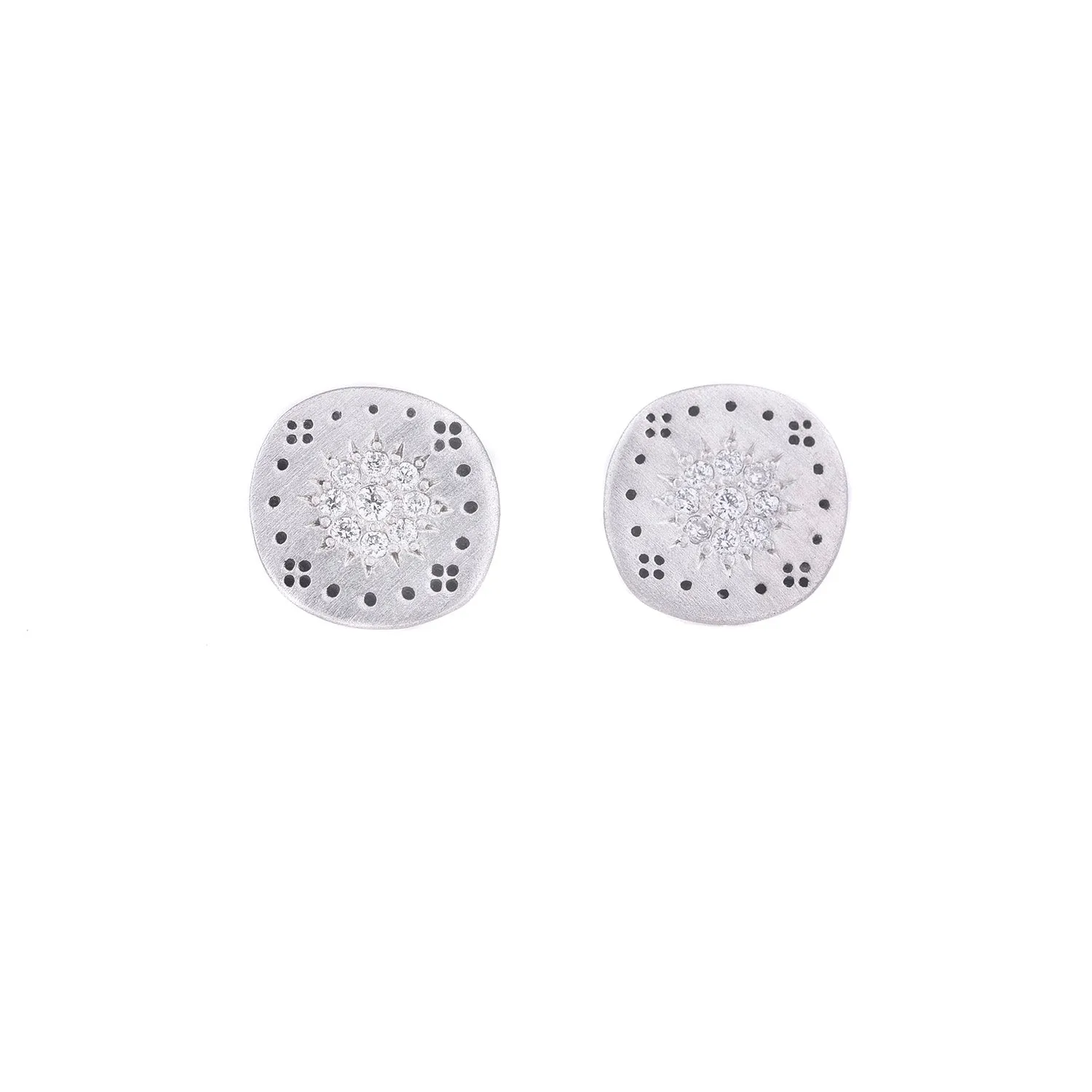 Small Cluster Stud Earrings with Diamonds by Adel Chefridi