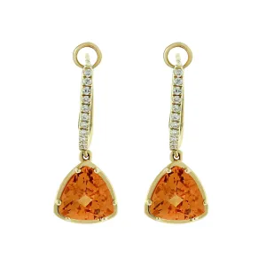 Spessartite Garnet Diamond Earrings with Leverbacks