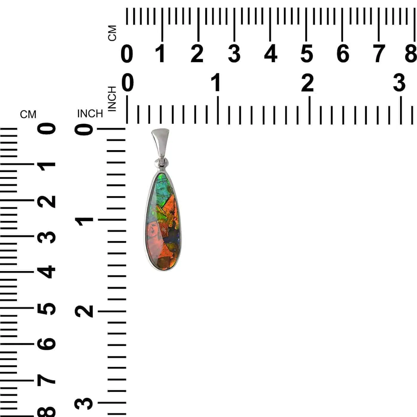 Starborn Ammolite Pendant and Earring Set in Sterling Silver- Thin Pear Shape