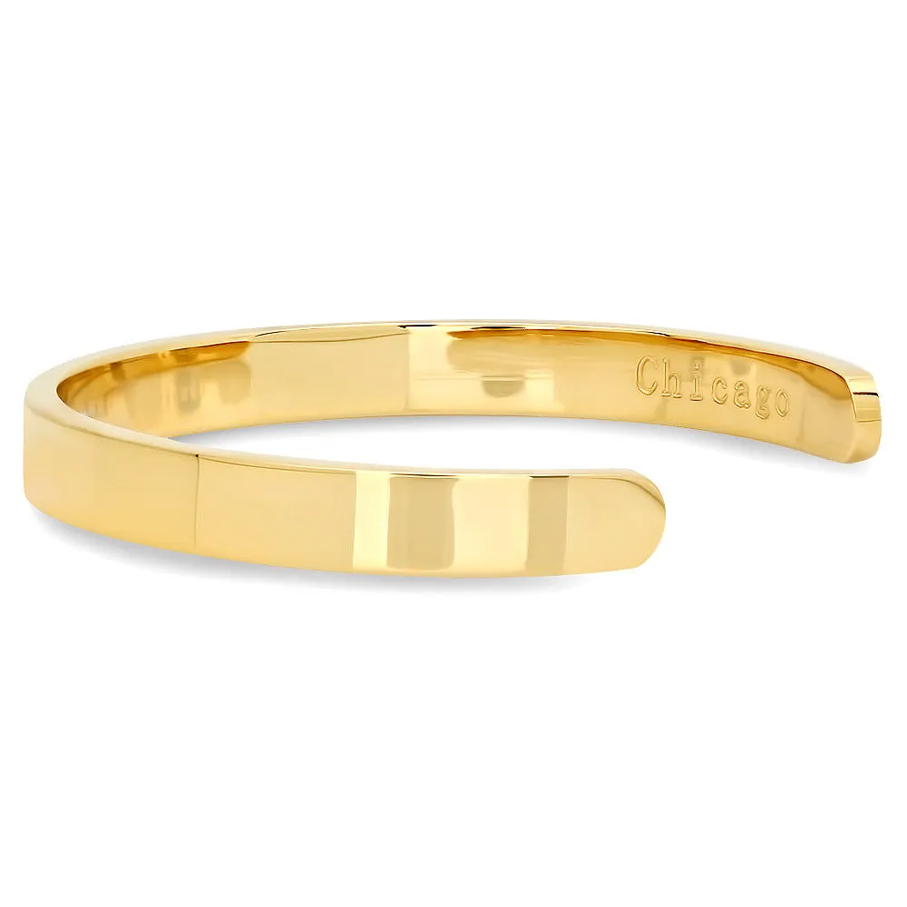 Steeltime Ladies 18k Gold Plated Chicago Coordinates Cuff Bracelet