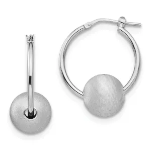 Sterling Silver Brushed Polished Bead Hoop Earrings