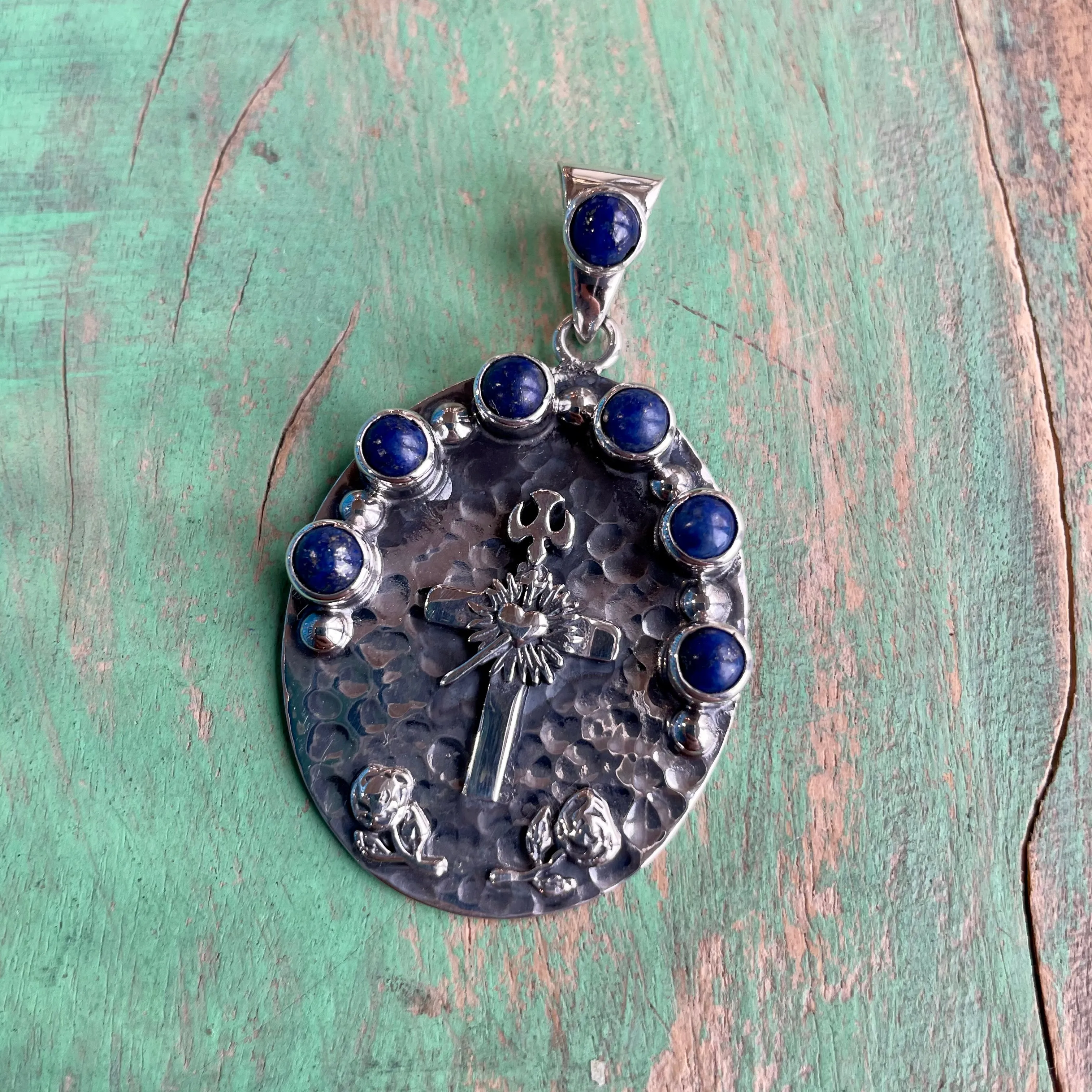 Sterling Silver Holy Spirit Cross Lapis