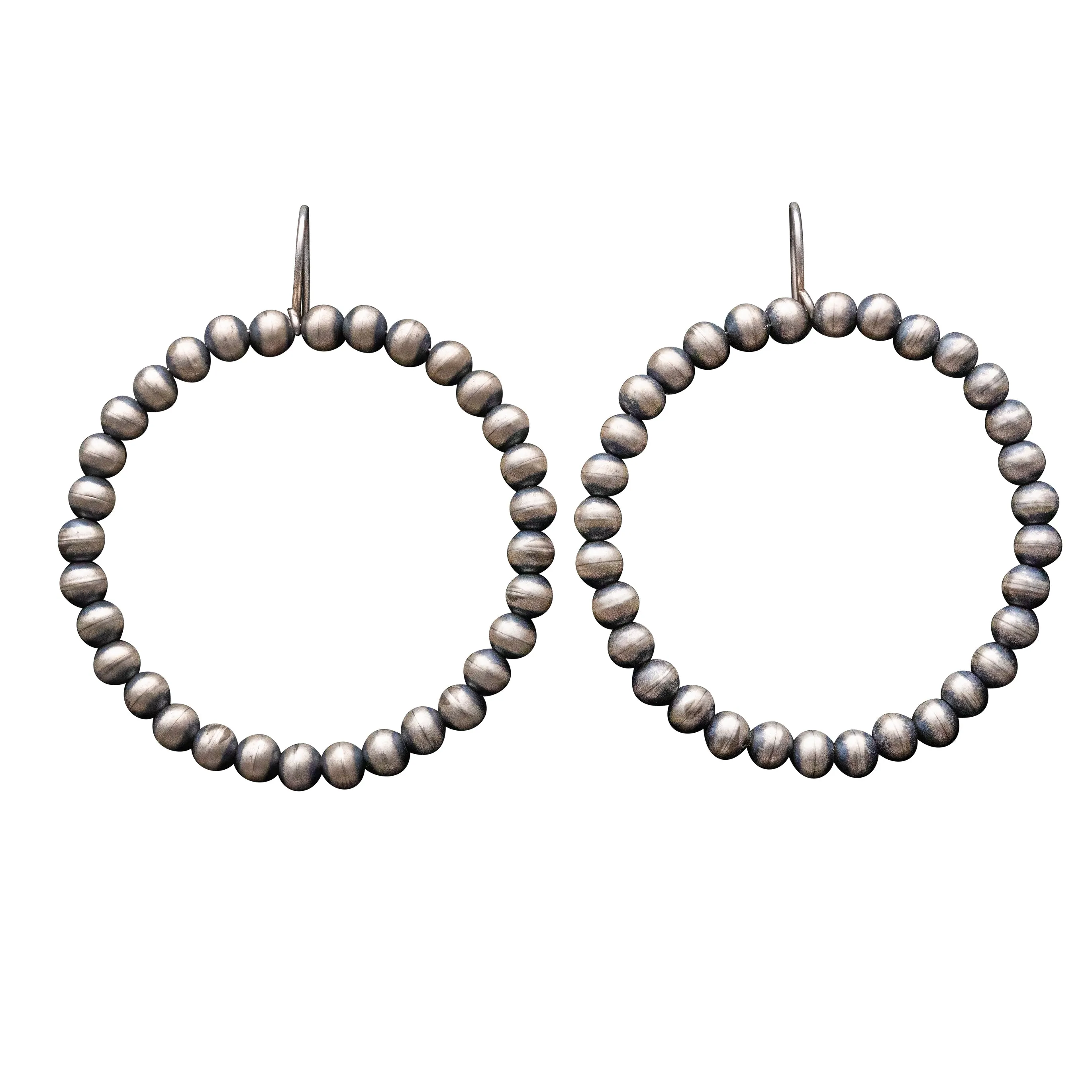 Sterling Silver Navajo Pearl Hoop Earrings | Artisan Handmade