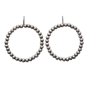 Sterling Silver Navajo Pearl Hoop Earrings | Artisan Handmade