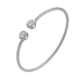 Sterling Silver or Gold Plated Mesh Flex Cuff with Prong Set CZ End Caps (SI5308 & SI5318)