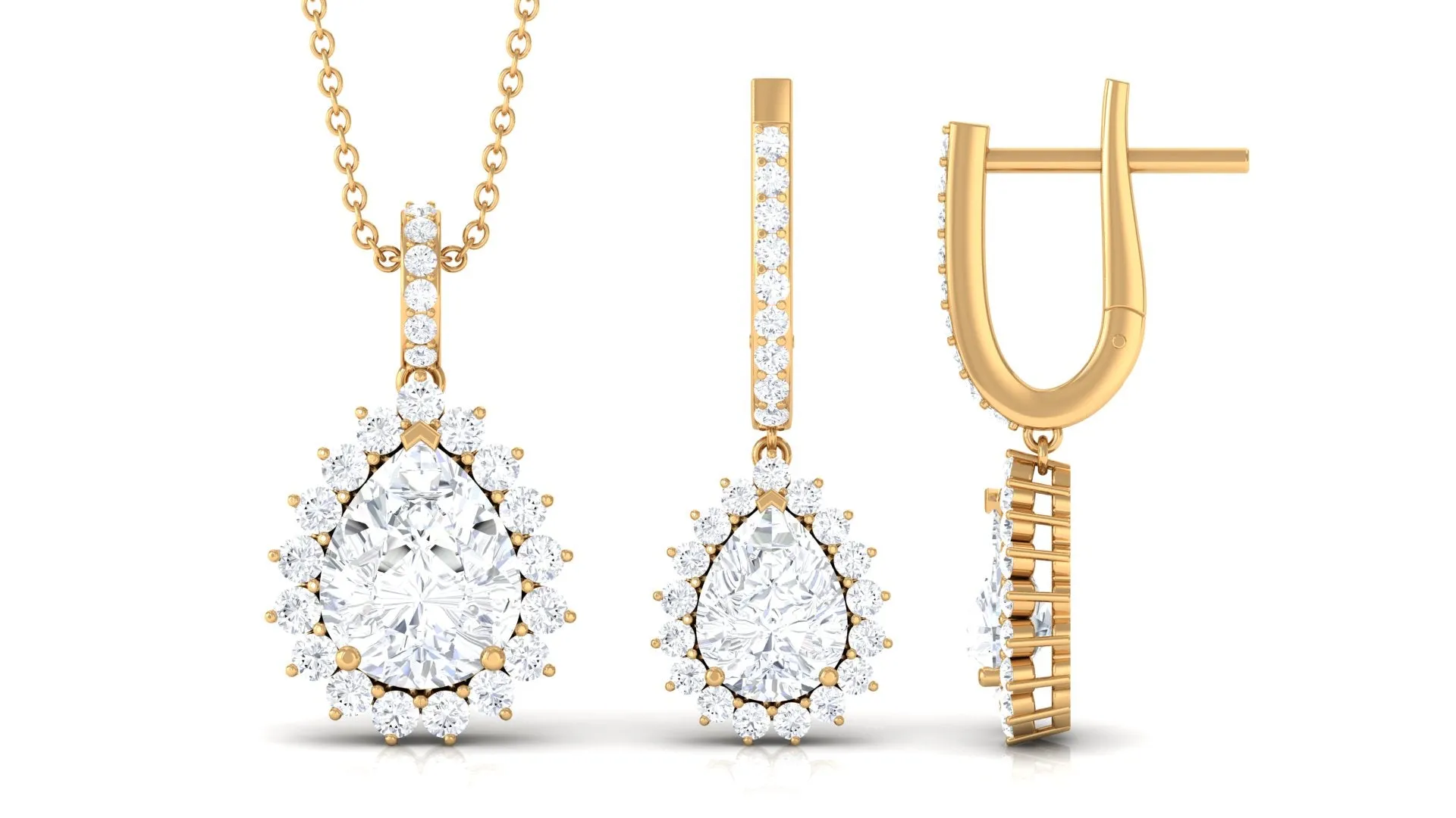 Teardrop Cubic Zirconia Bridal Jewelry Set