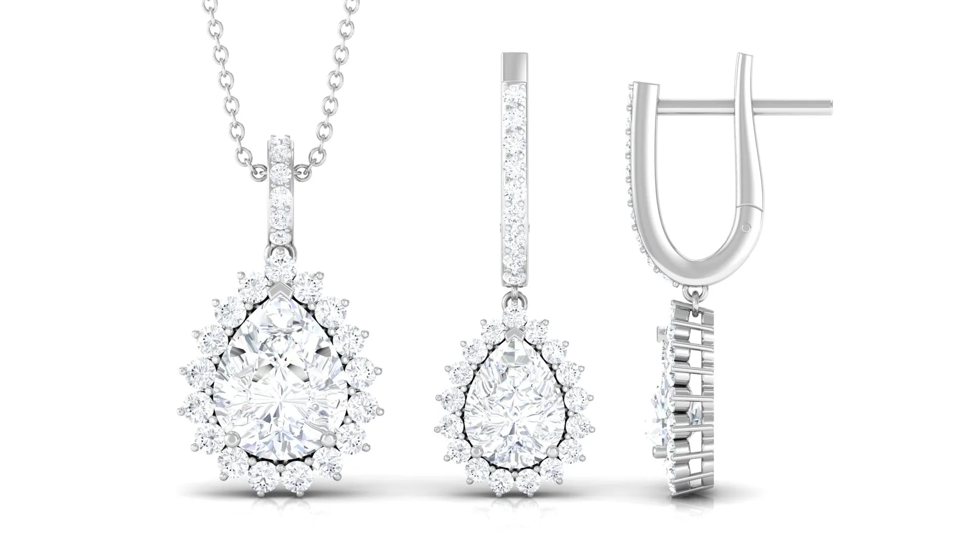 Teardrop Cubic Zirconia Bridal Jewelry Set