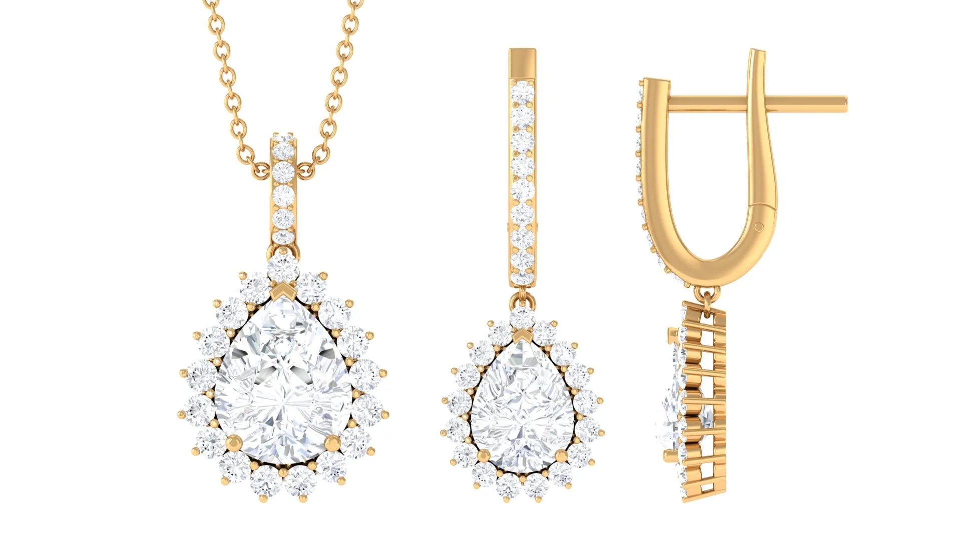 Teardrop Cubic Zirconia Bridal Jewelry Set