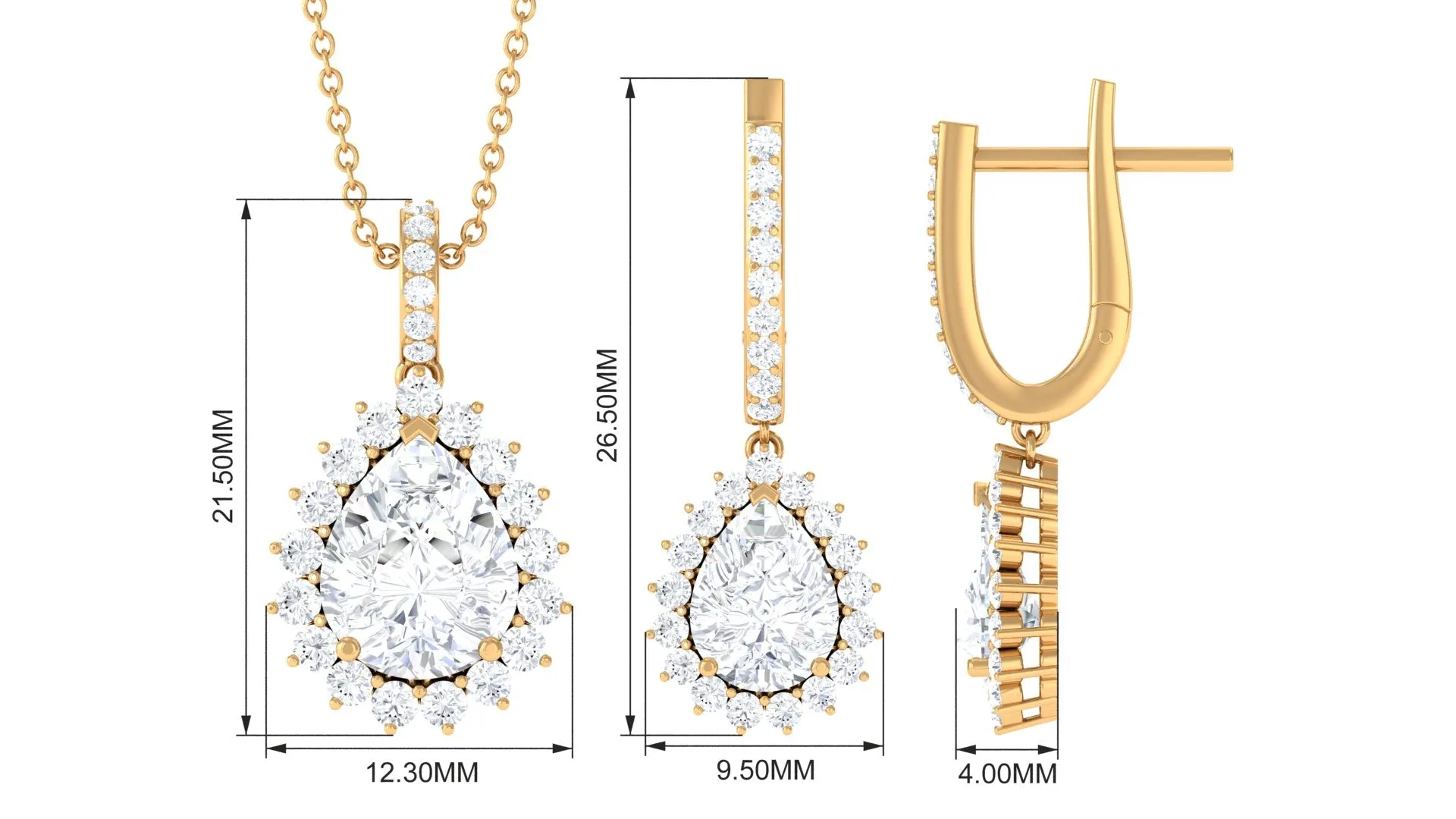 Teardrop Cubic Zirconia Bridal Jewelry Set