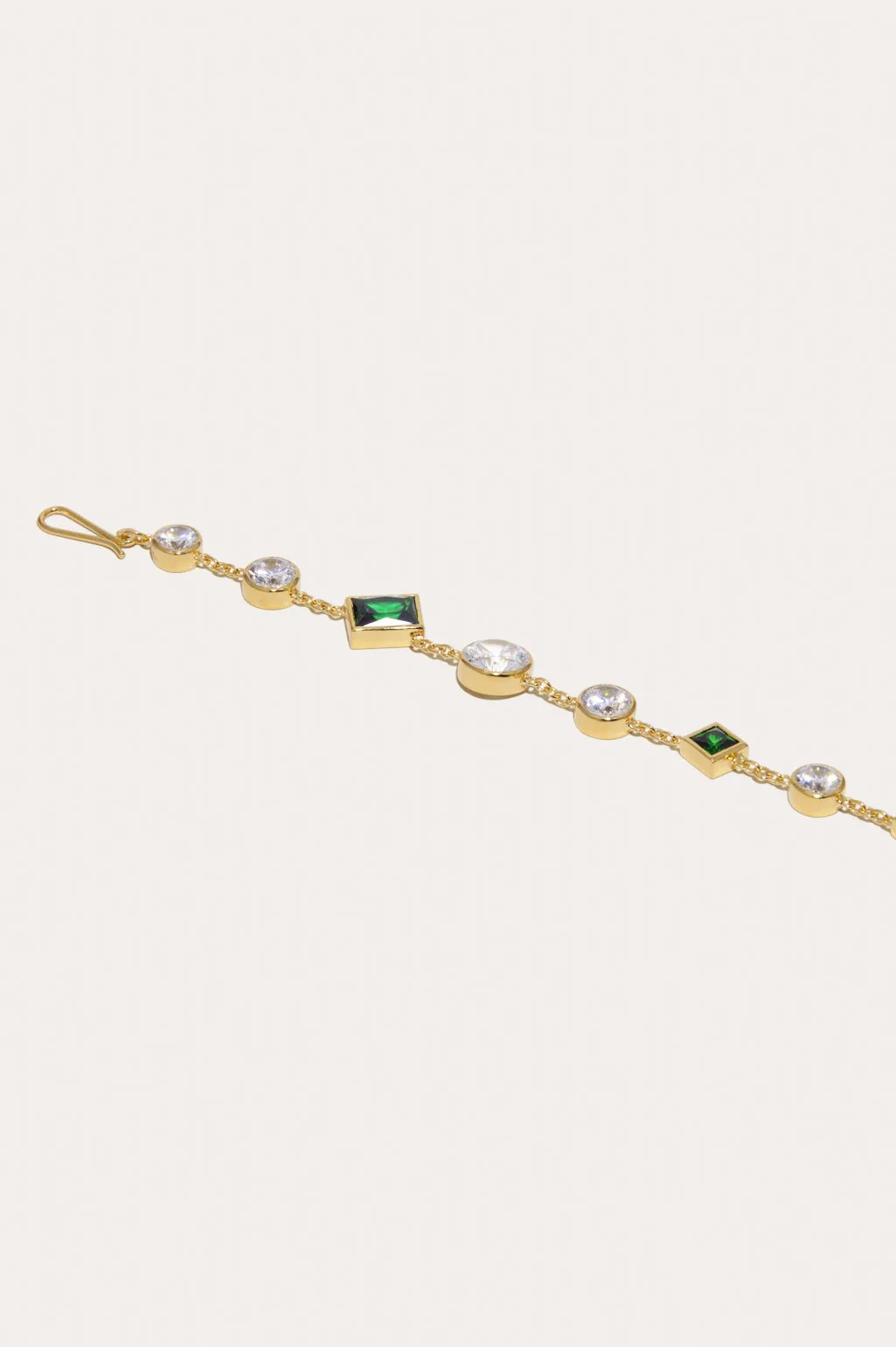 The Mysterious Connection - Emerald Zirconia and Recycled Gold Vermeil Bracelet