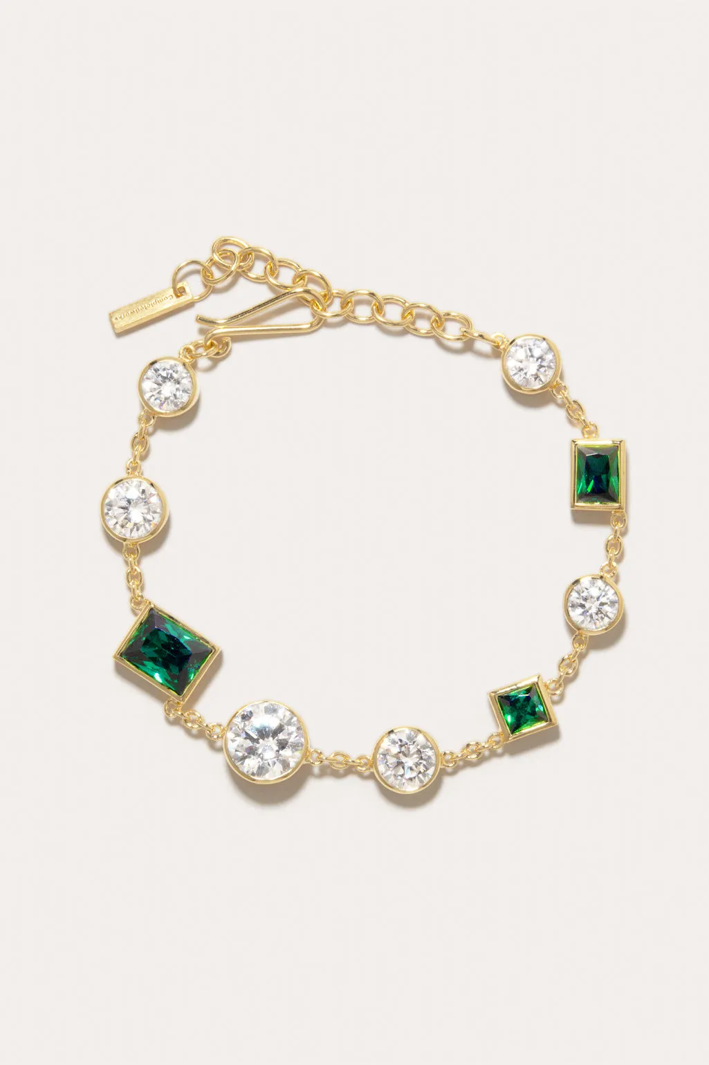 The Mysterious Connection - Emerald Zirconia and Recycled Gold Vermeil Bracelet