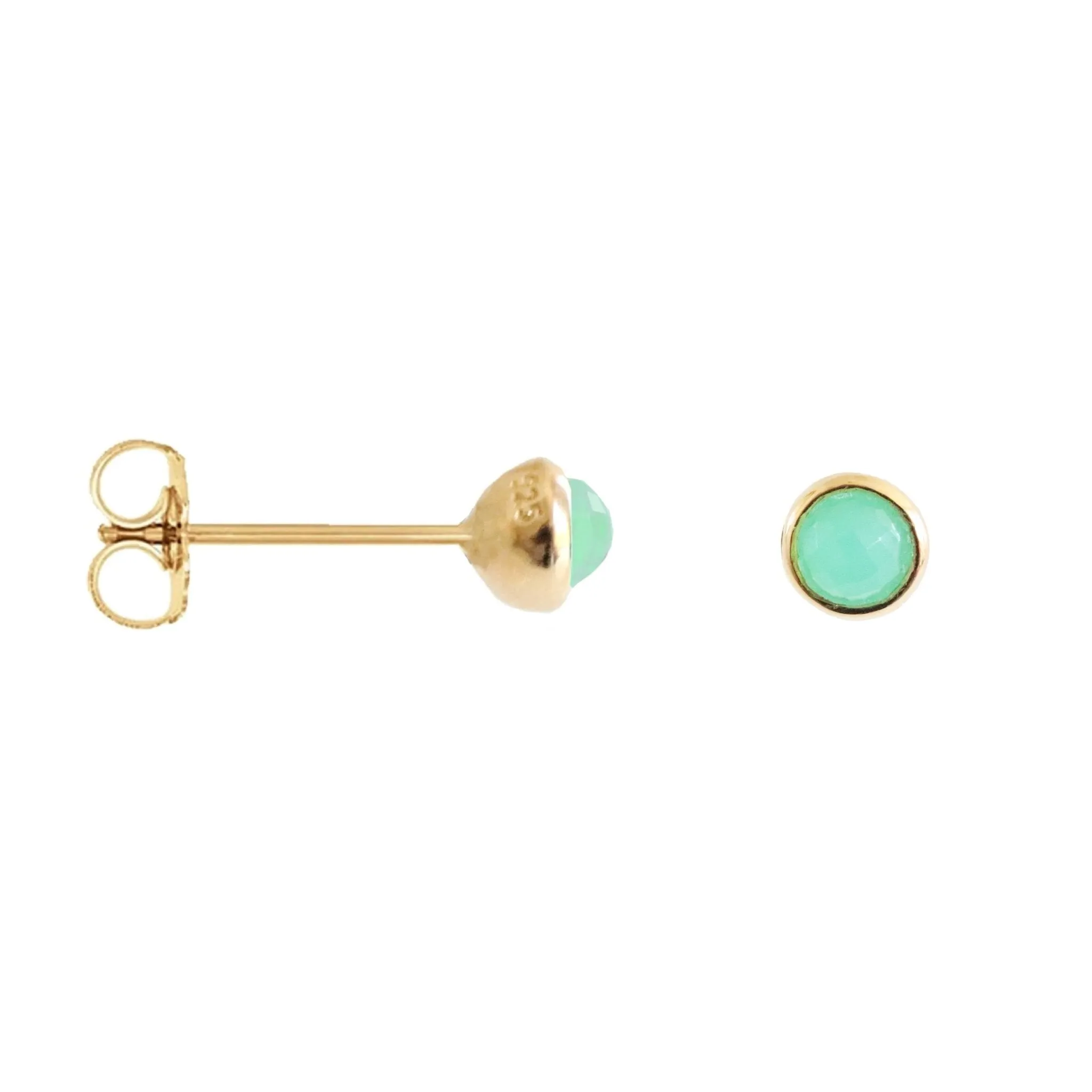 TINY PROTECT STUD EARRINGS - CHRYSOPRASE & GOLD