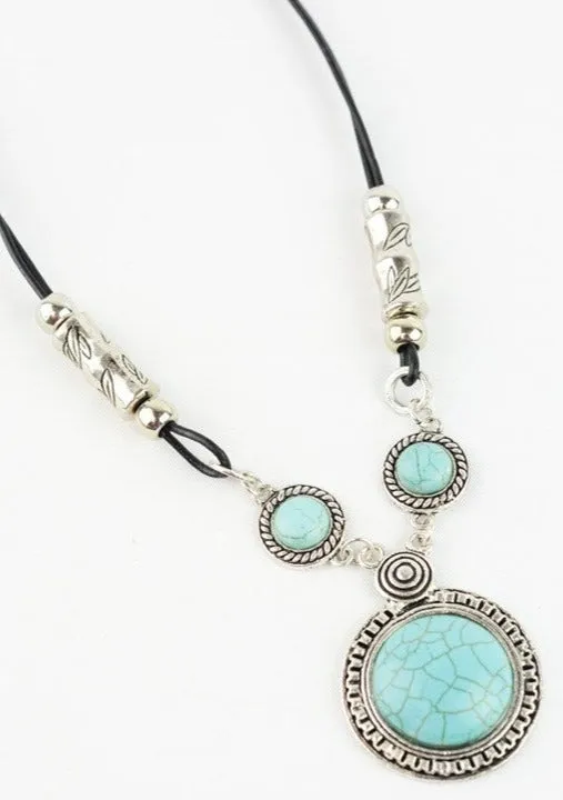 Triple Turquoise Pendant Necklace