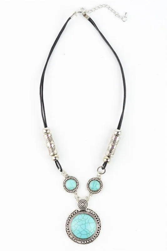 Triple Turquoise Pendant Necklace