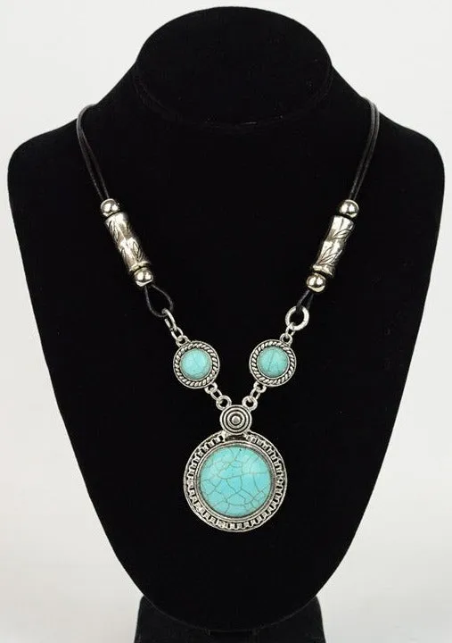 Triple Turquoise Pendant Necklace