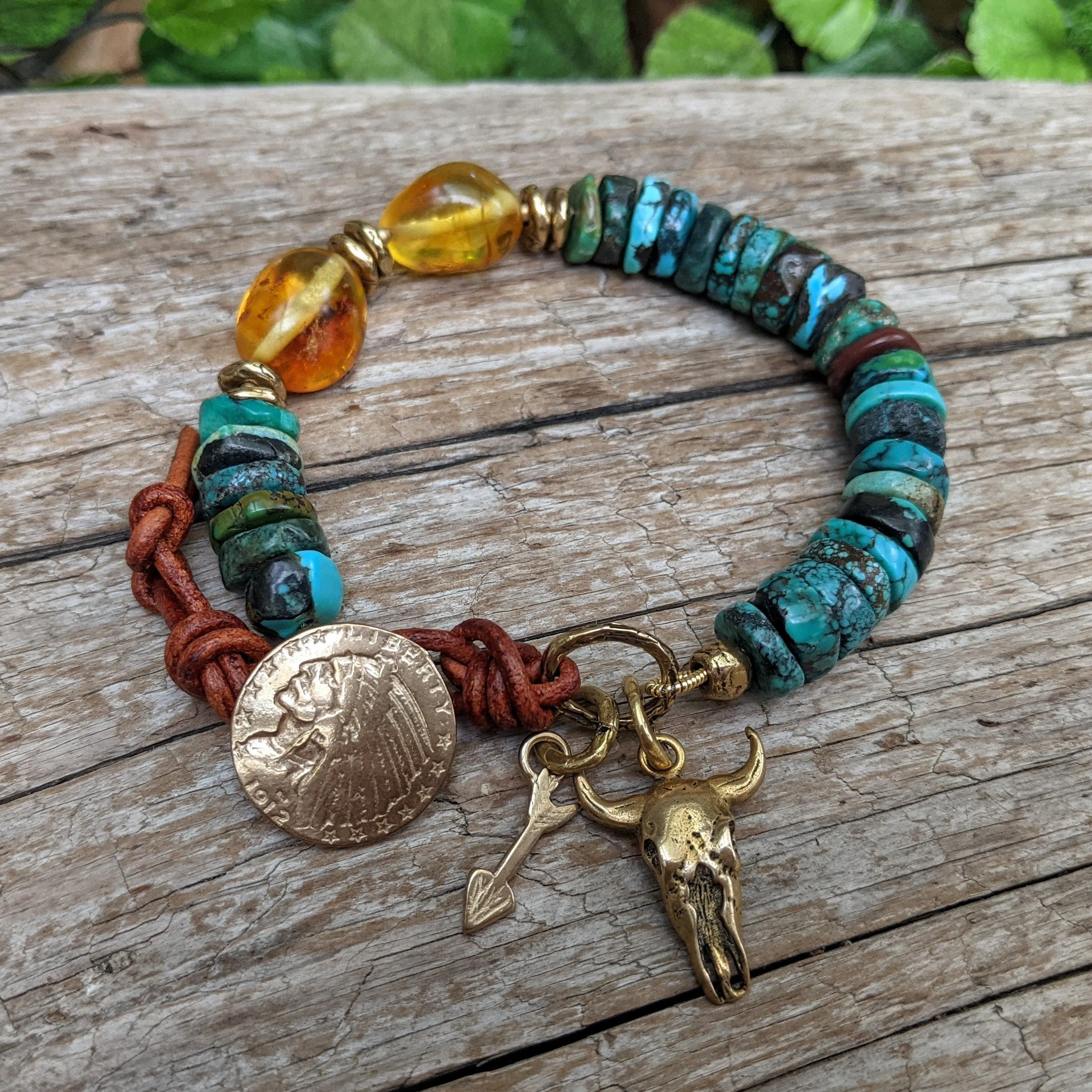 Turquoise & Baltic Amber Bracelet