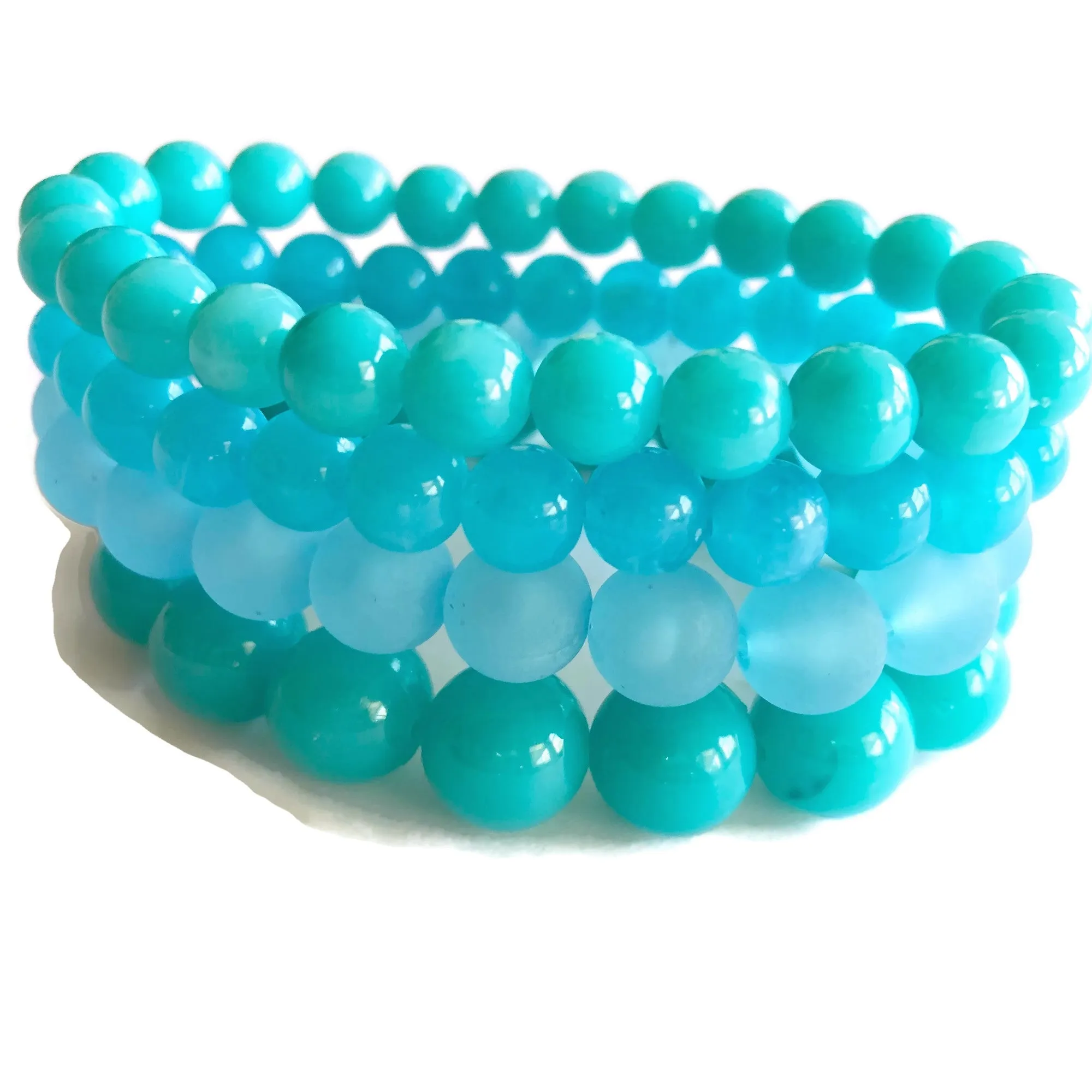 Turquoise and Aqua Blue Mix Stack & Stretch Bracelets Set