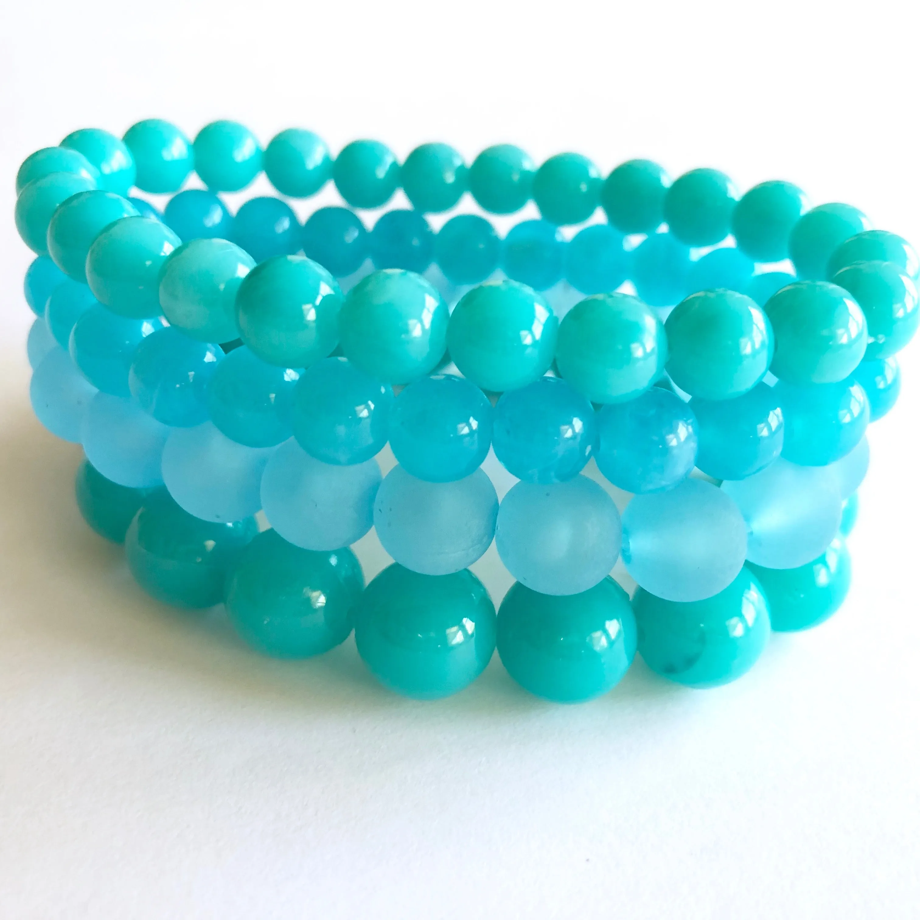 Turquoise and Aqua Blue Mix Stack & Stretch Bracelets Set