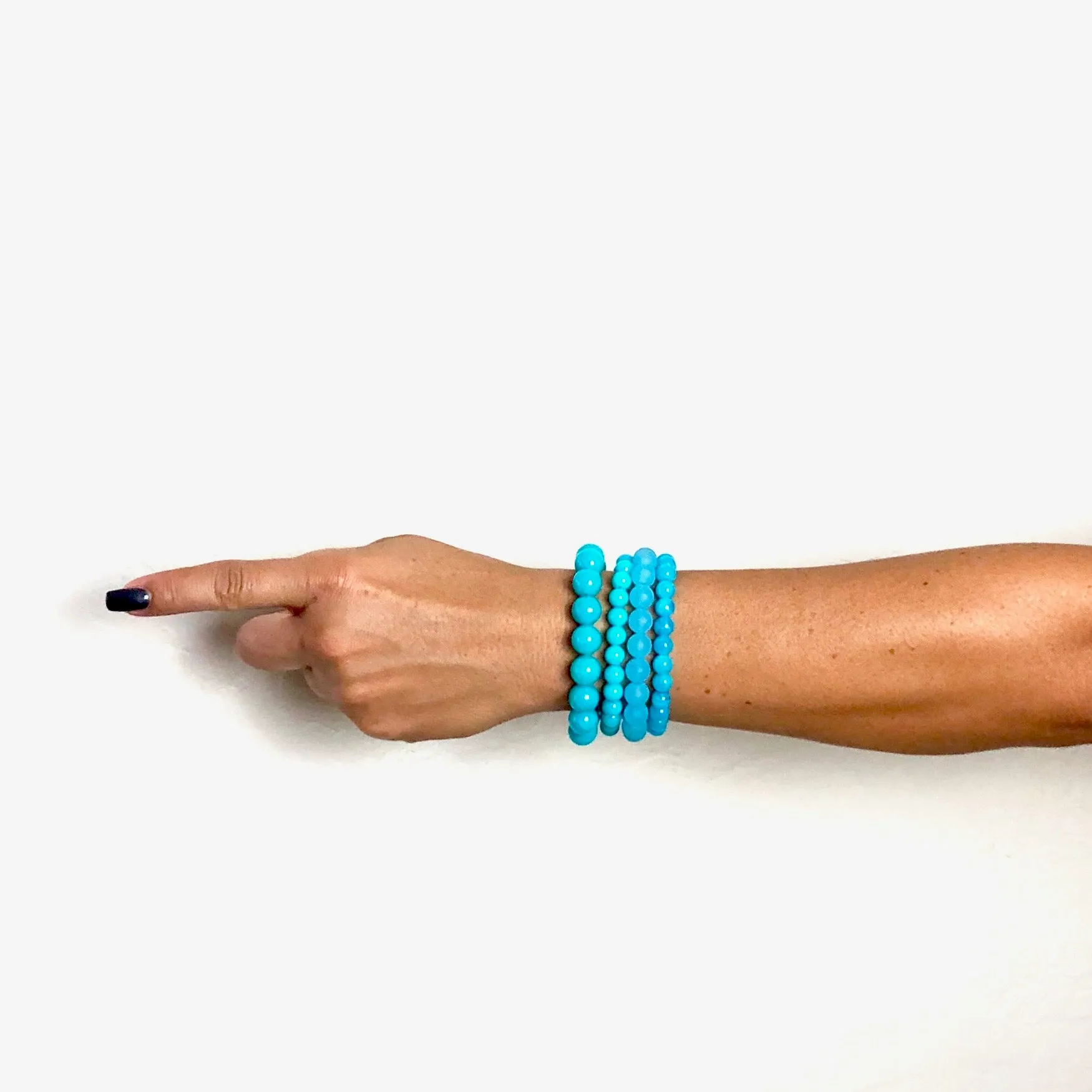 Turquoise and Aqua Blue Mix Stack & Stretch Bracelets Set