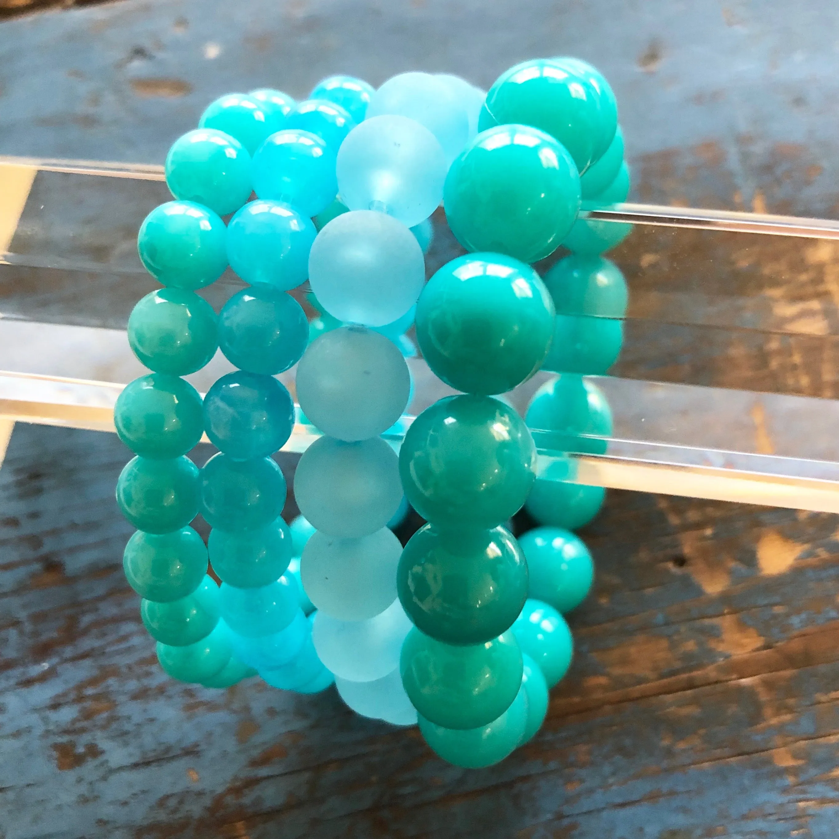 Turquoise and Aqua Blue Mix Stack & Stretch Bracelets Set