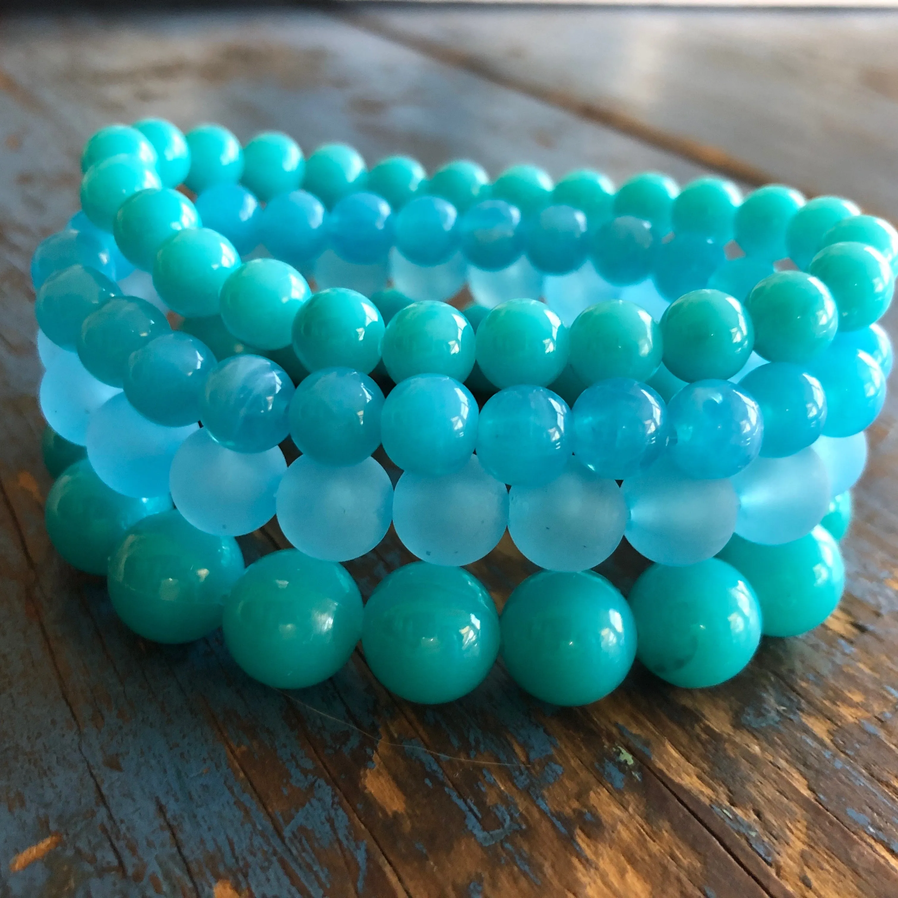 Turquoise and Aqua Blue Mix Stack & Stretch Bracelets Set