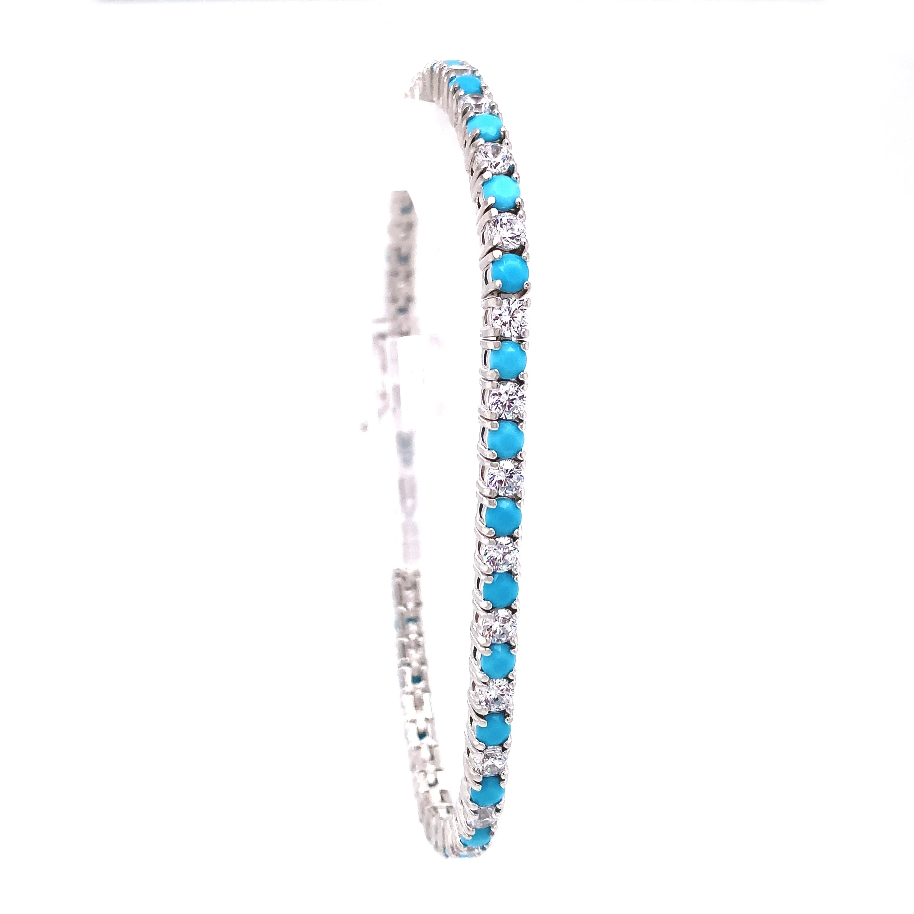 Turquoise and CZ Tennis Bracelet