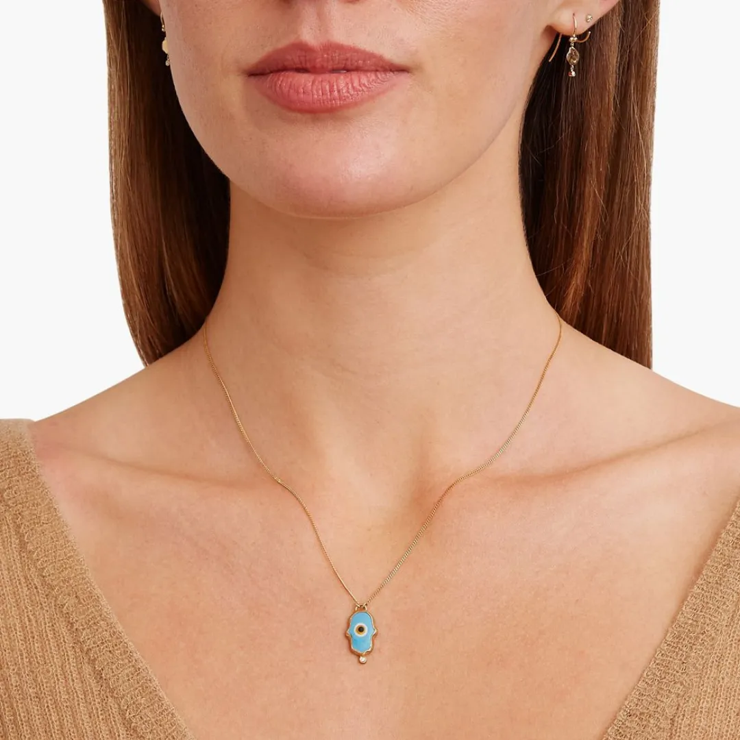 Turquoise Evil Eye Hamsa Necklace