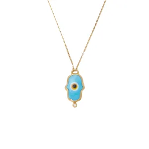 Turquoise Evil Eye Hamsa Necklace