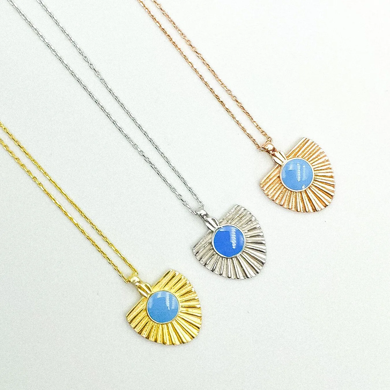 Turquoise Golden Sun Pendant - Sterling Silver