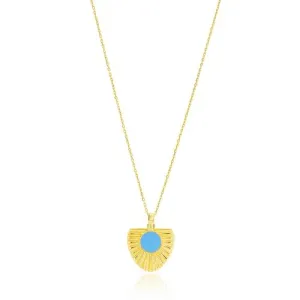 Turquoise Golden Sun Pendant - Sterling Silver