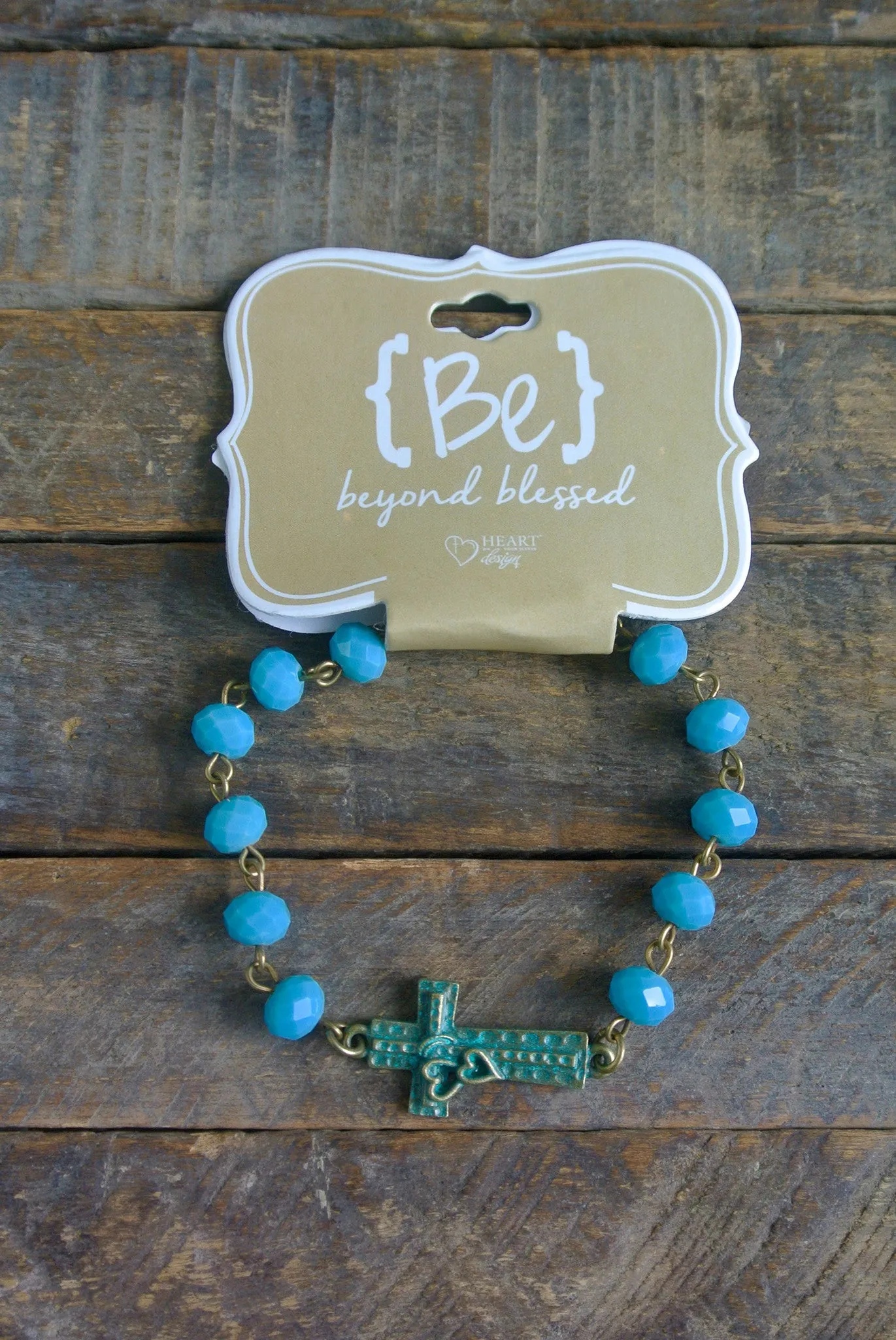 Turquoise Heart and Cross Bracelet