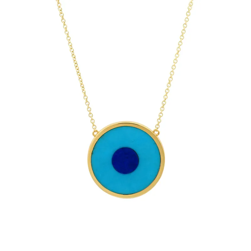 Turquoise Inlay Evil Eye Necklace