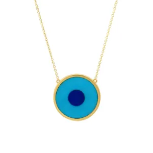 Turquoise Inlay Evil Eye Necklace