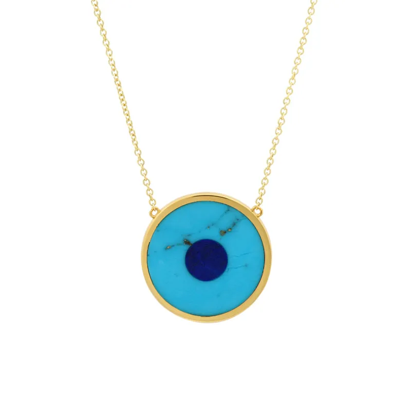 Turquoise Inlay Evil Eye Necklace