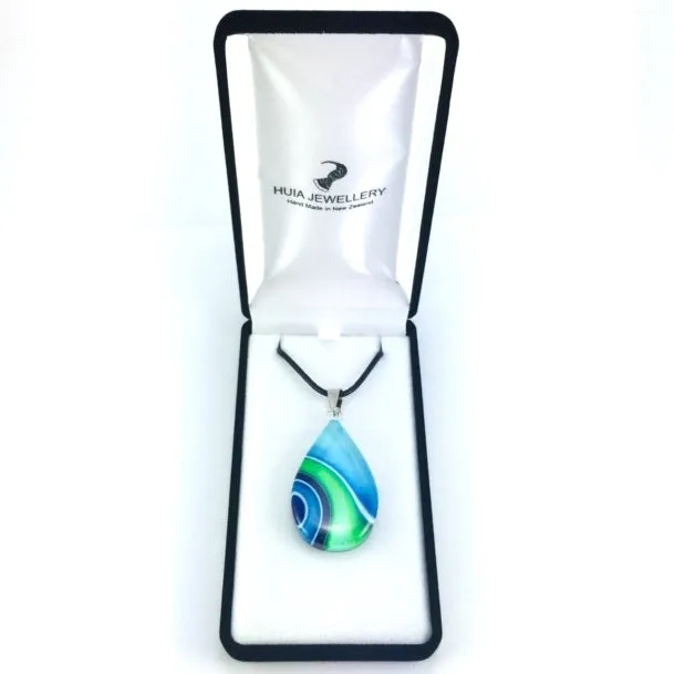 Turquoise Teardrop Ribbon Pendant