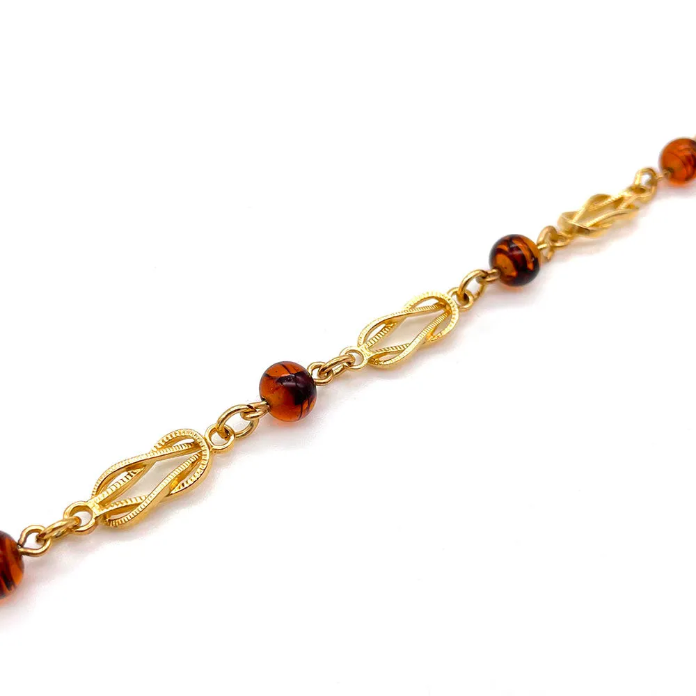 【USA輸入】ヴィンテージ AVON アンバー ビーズ ブレスレット/Vintage AVON Amber Beads Bracelet