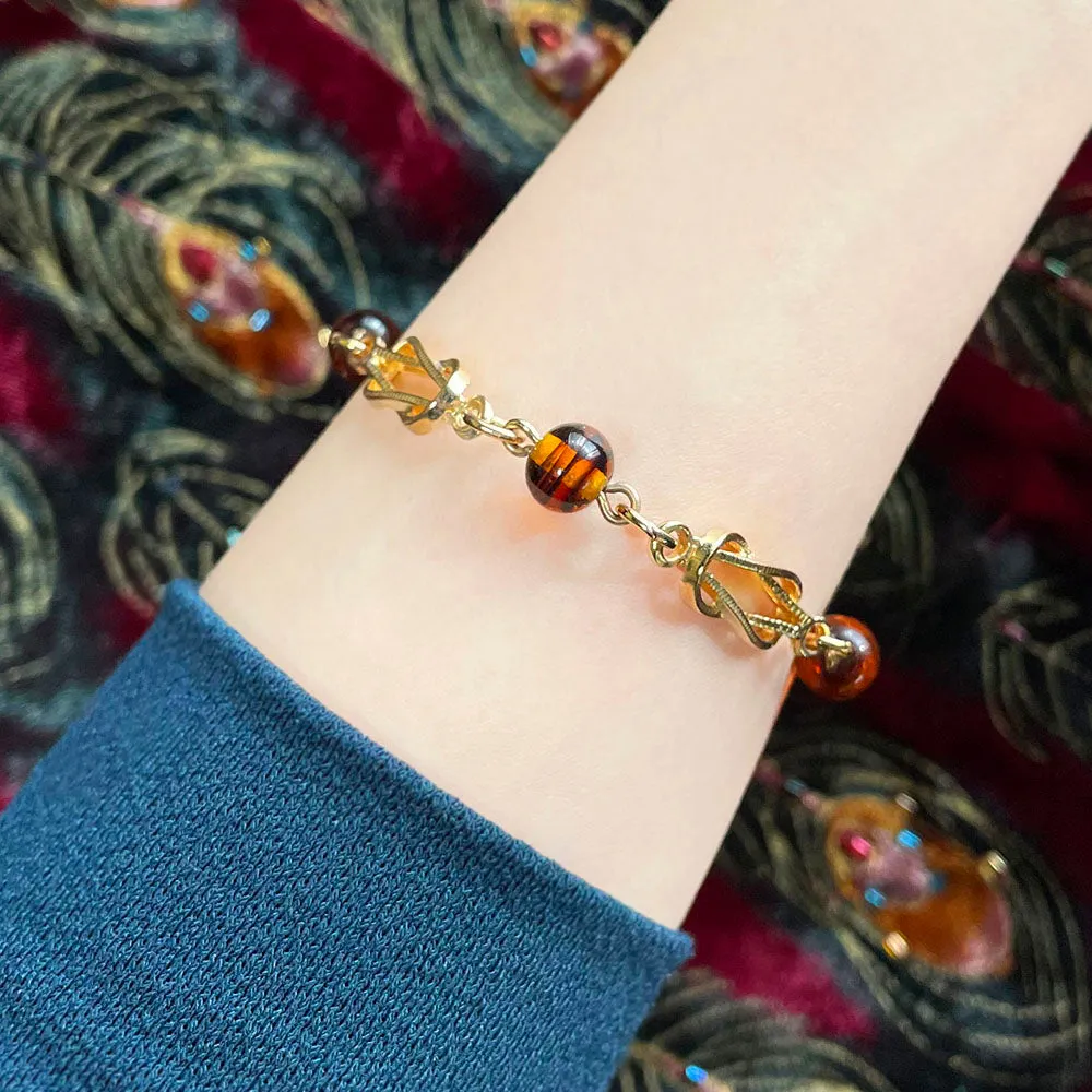 【USA輸入】ヴィンテージ AVON アンバー ビーズ ブレスレット/Vintage AVON Amber Beads Bracelet