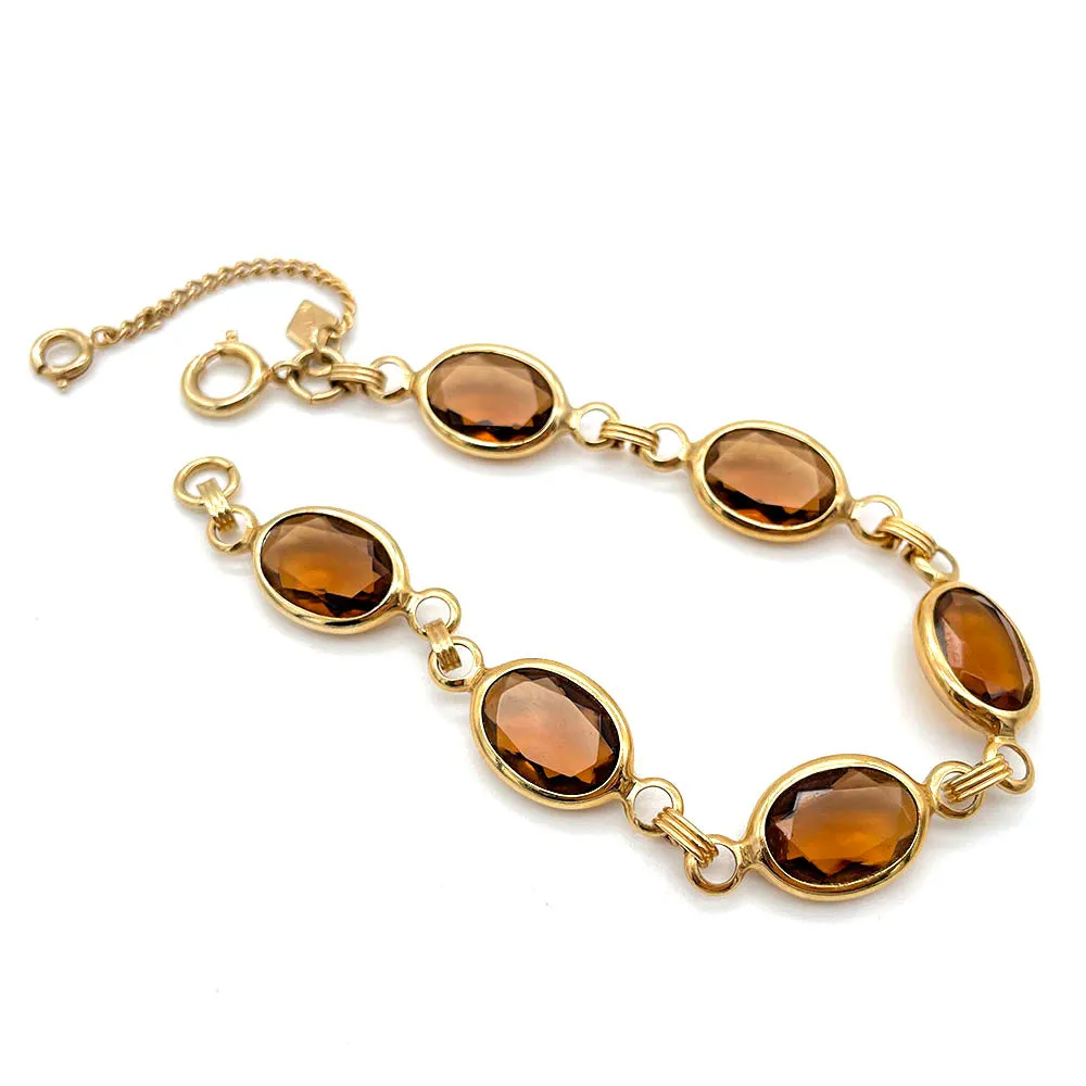 【USA輸入】ヴィンテージ SARAH COV. アンバー ガラス ブレスレット/Vintage SARAH COV. Amber Glass Bracelet