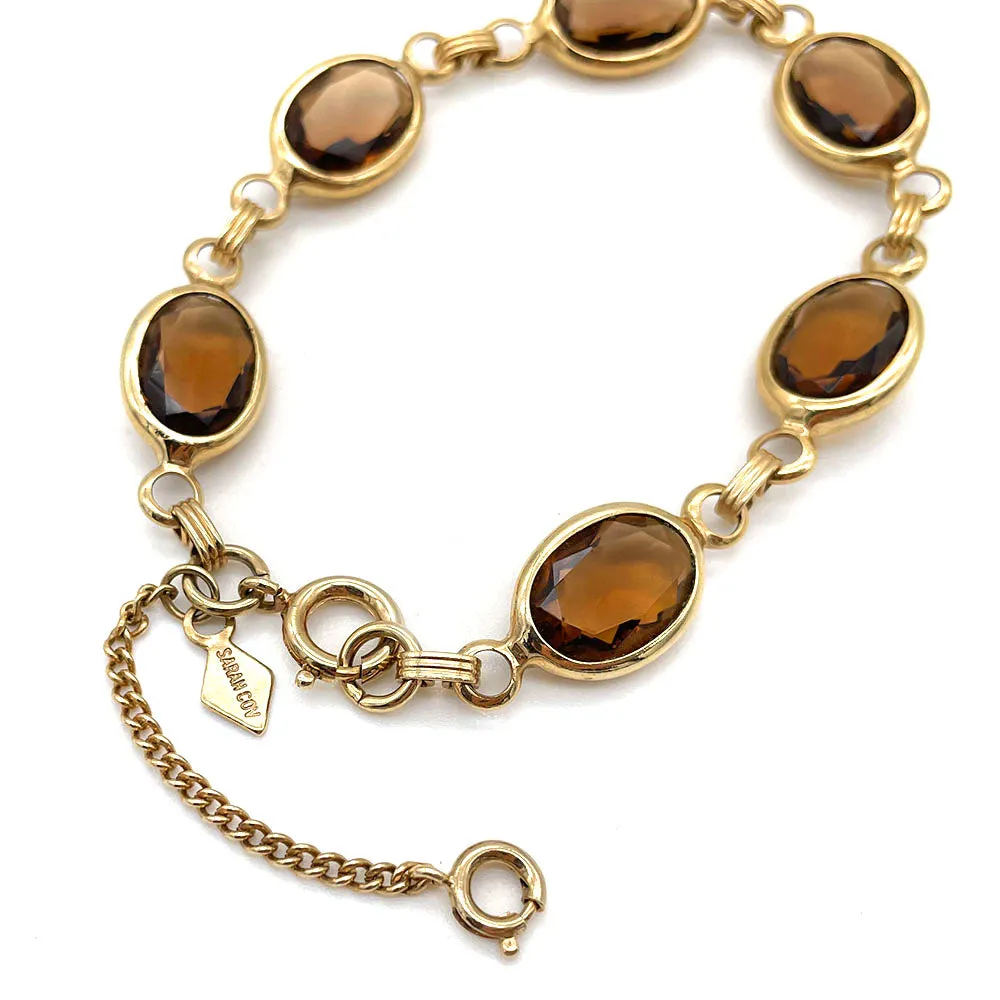 【USA輸入】ヴィンテージ SARAH COV. アンバー ガラス ブレスレット/Vintage SARAH COV. Amber Glass Bracelet