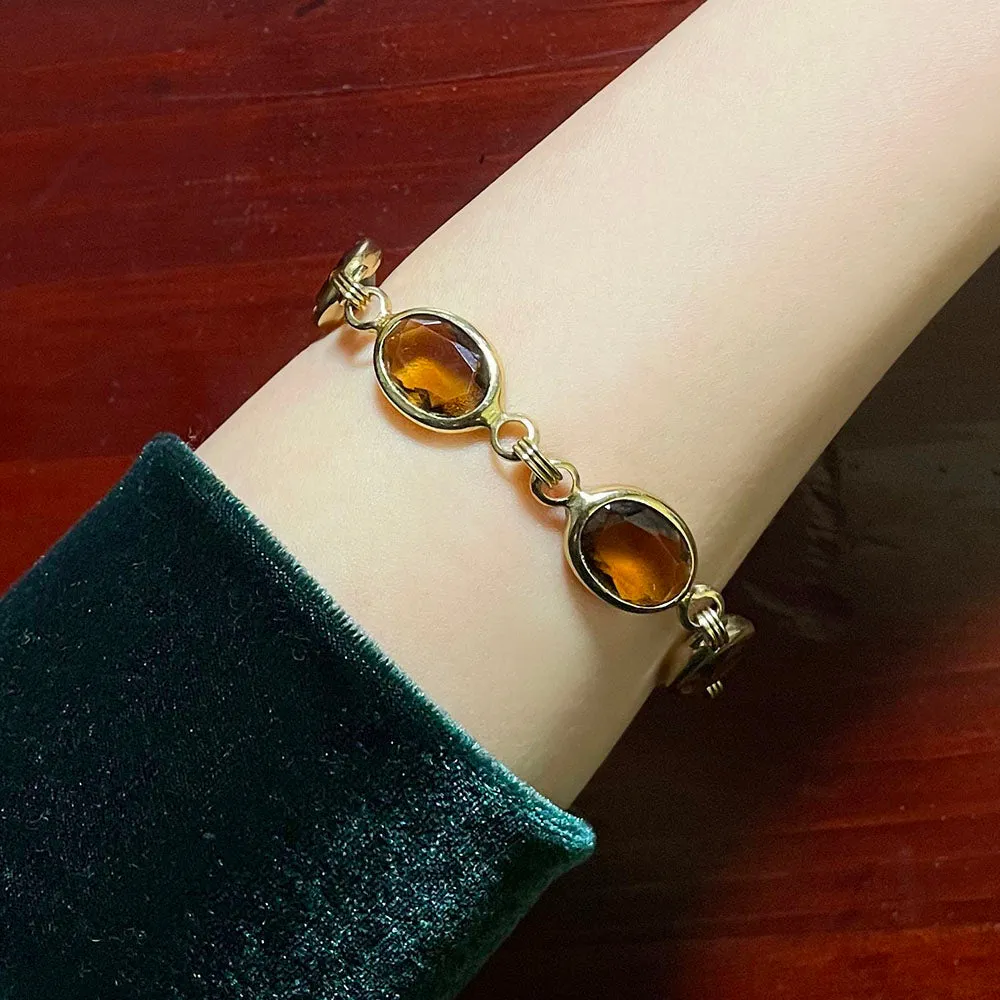 【USA輸入】ヴィンテージ SARAH COV. アンバー ガラス ブレスレット/Vintage SARAH COV. Amber Glass Bracelet